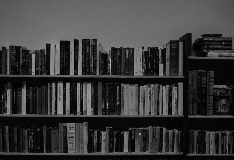 Провисшая полка из плиты под нагрузкой книг, дуга прогиба видна на просвет
